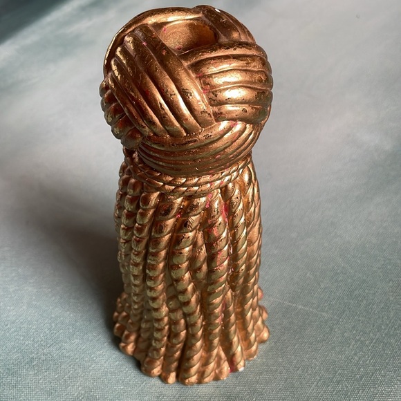 2 Taper Candle Holders Gold Rope and Tassel 8” - Picture 9 of 12